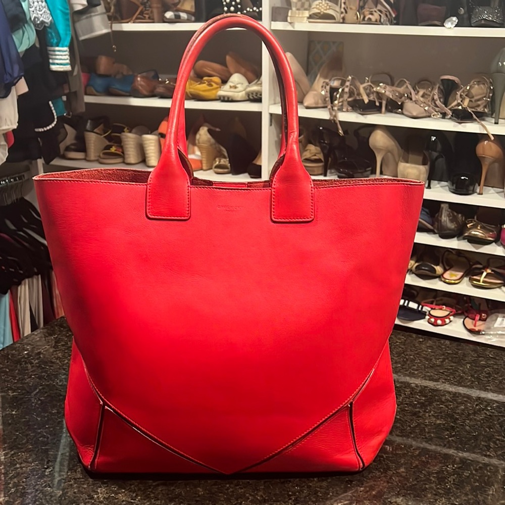 Givenchy Solid Large Leather Easy Red Tote Bag - image 1